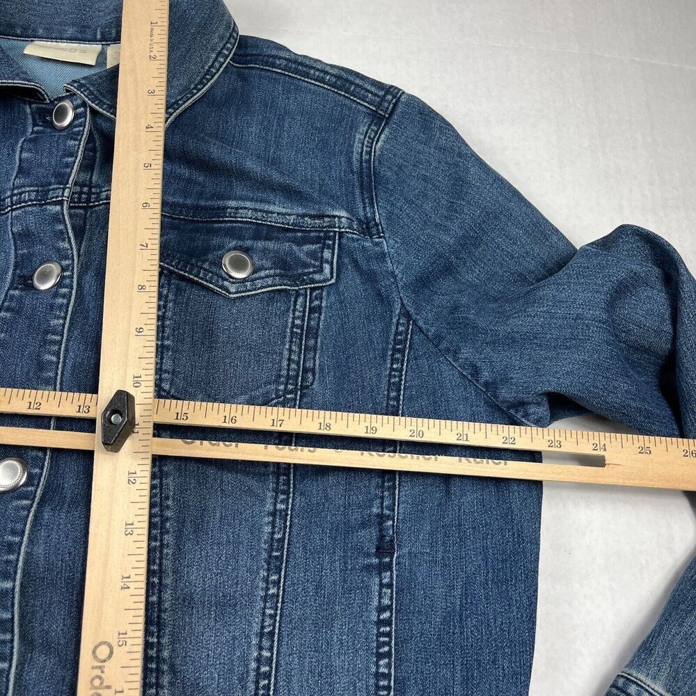 Chicos Womens Trucker Denim Jacket Blue Button Front Long Sleeve Classic 3 XL - Picture 7 of 12
